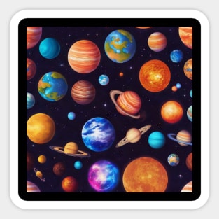 planets kawaii  T-Shirt outer space art Sticker